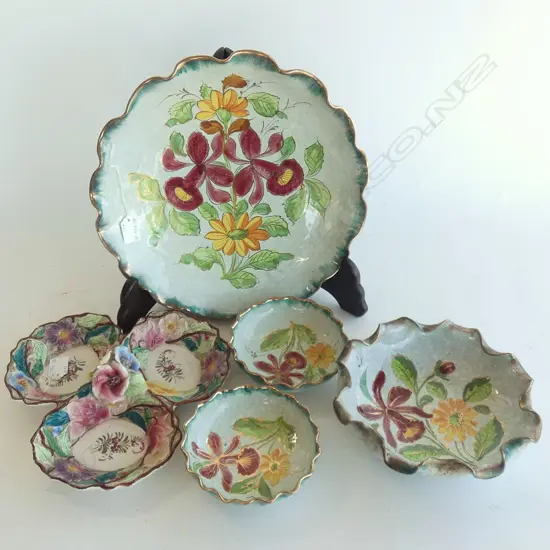 5 ITALIAN PORCELAIN DISHES; 4 PC SET (LARGEST DIA 360MM) + 3 SECTION DISH