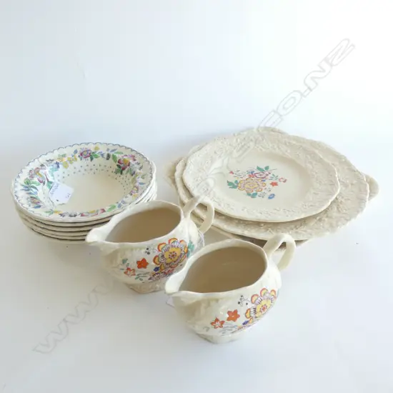 MASON IRONSTONE 5PCS OAK RISELEY PAT 6 DESSERT BOWLS ARBOR PAT