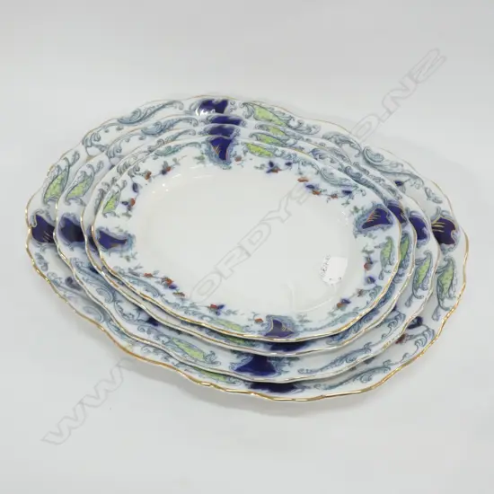 FOUR GRADUATED BURSLEM 'CLARENCE' SERVING PLATTERS LARGEST 450 X 370MM