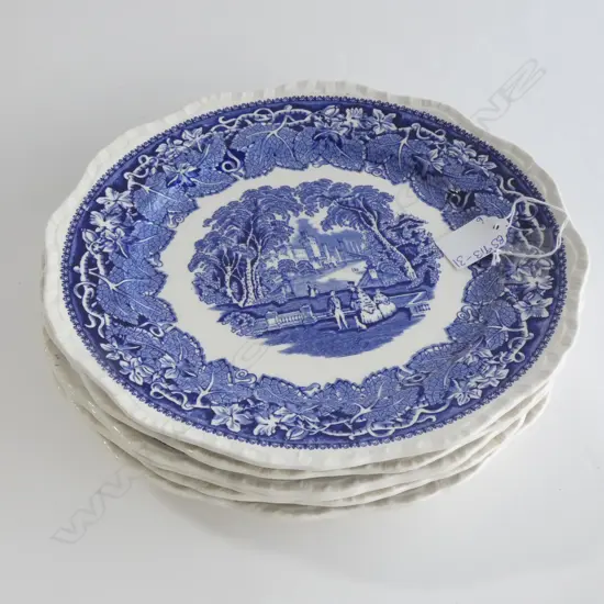 6 MASONS BLUE & WHITE 'VISTA' DINNER PLATES DIA  270MM