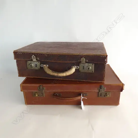 2 LEATHER SUITCASES - MADE IN ENGLAND L460 X 430MM
