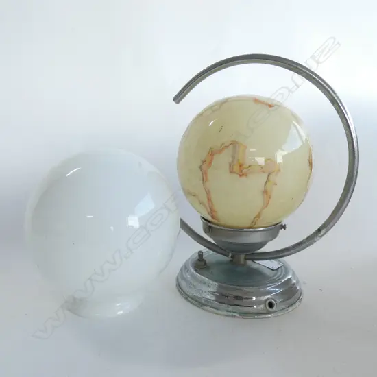 CHROME AND GLASS GLOBE LAMP + EXTRA WHITE SHADE