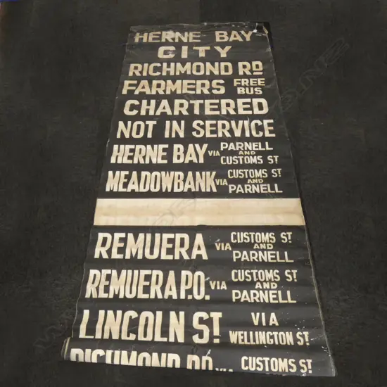 VINTAGE AUCKLAND BUS DESTINATION ROLLER SIGN