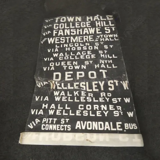 VINTAGE AUCKLAND BUS DESTINATION ROLLER SIGN