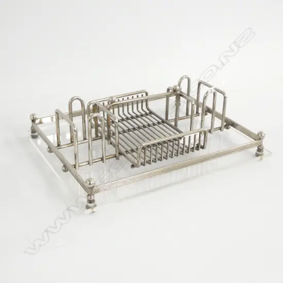 LG VINTAGE CHROME TOAST & CONDIMENT RACK - PERSPEX BASE  280 X 225MM