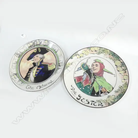 2 ROYAL DOULTON PLATES, THE ADMIRAL & THE JESTER, DIA. 270MM