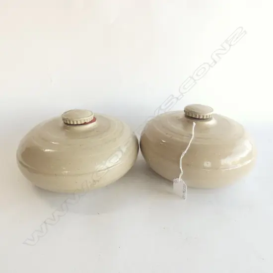 2 TIMARU POTTERIES STONEWARE HOT WATER BOTTLES