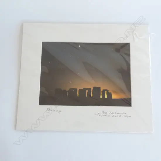 JIM BURGESS MOUNTED PRINT 'MARS CLOSE ENCOUNTER - STONEHENGE 2003   210 X 150MM
