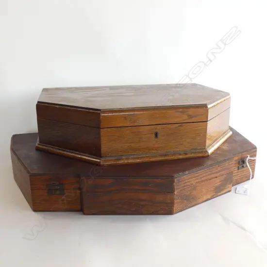 TWO ART DECO OAK CANTEEN BOXES