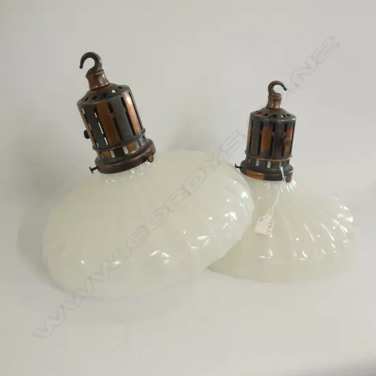 PR OLD BRASS & WHITE GLASS CEILING LIGHTS DIA 330MM