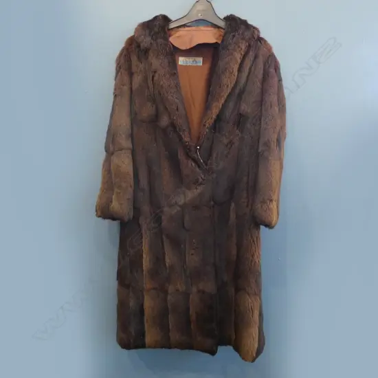 DARK BROWN RABBIT FUR COAT