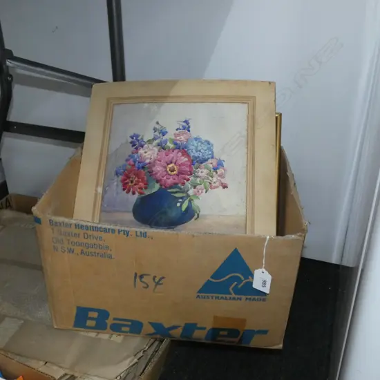 BOX 4 PAINTINGS & 1 PRINT. NILE RIVER SCENES STILL LIFE ETC