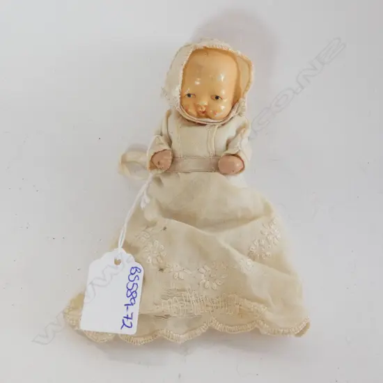 ANTIQUE SMALL JAPANESE MADE COMPOSITION BABY DOLL  L120MM