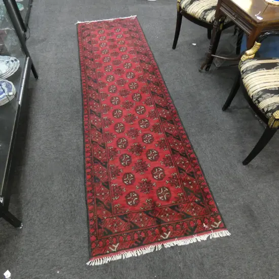 RED HAND WOVEN HALL RUNNER RUG