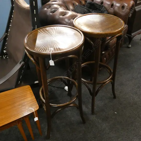 PAIR TALL BENTWOOD STOOLS H.800MM 
