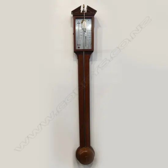 ANTIQUE REGENCY STYLE STICK BAROMETER INLAID WALNUT CASE
