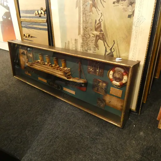GLASS DISPLAY CABINET OF TITANIC 1060 X 330MM