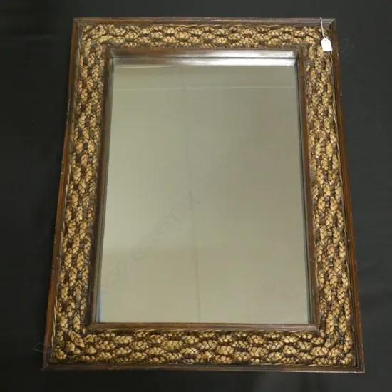LG WOODEN BACKED MIRROR W POLISHED TWINE FRAME 680 X 880MM