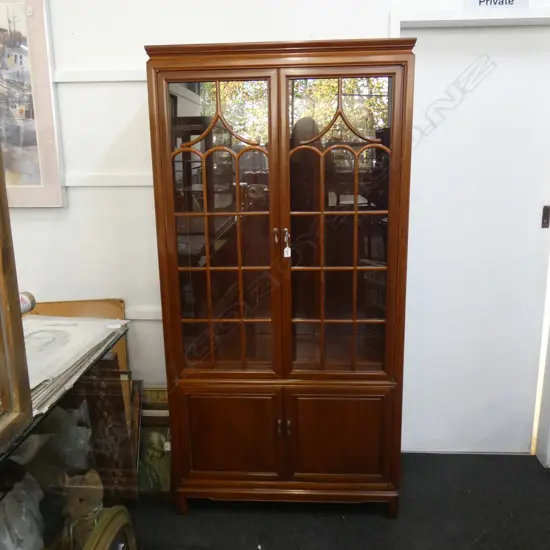 GLASS & WOOD FRONTED 4 DOOR DISPLAY CABINET H 1820 W 920MM