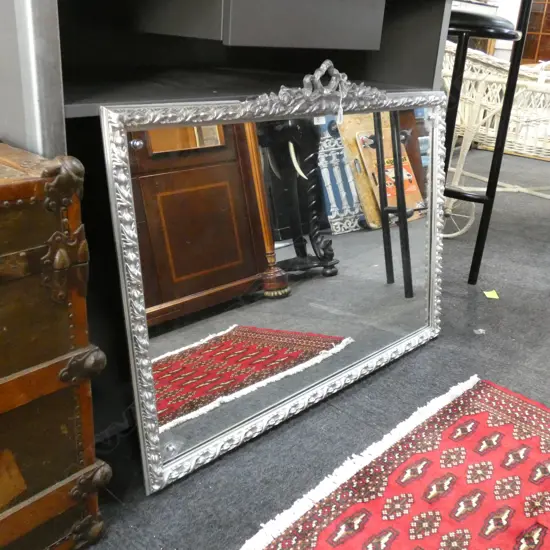 LG SILVER PAINTED METAL FRAMED WALL MIRROR  950 X 730MM