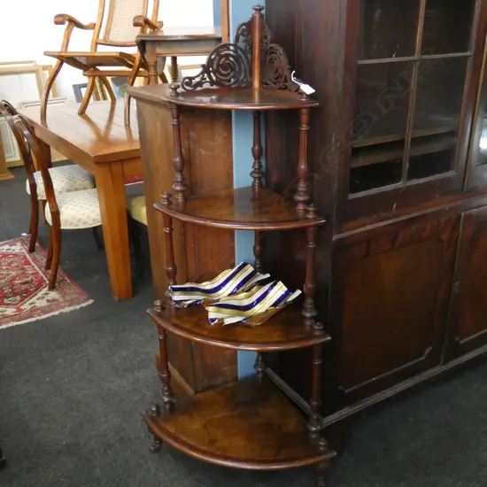 VICT MAHOGANY AND WALNUT WHAT-NOT H 1390 MM some old borer holes