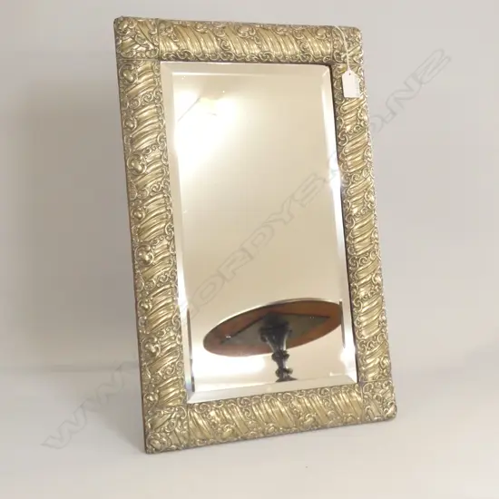ANTIQUE LG HEAVY SILVER PLATE FRAMED DRESSING TABLE MIRROR  330 X 510MM