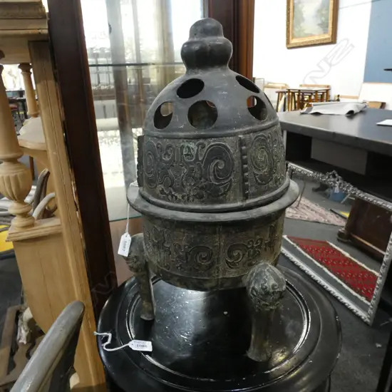 CHINESE BRONZE SENSOR, NO RING ON LID, DIA. 260MM, H. 480MM