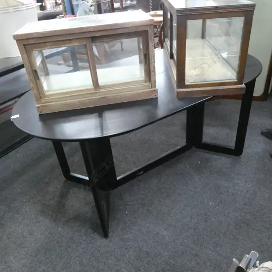 BLACK WOODEN DINING DROP LEAF DINING TABLE L1600 X 950MM Ex Sultan of Brunei  