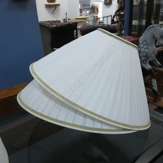 PR XLG WHITE RUCHED LAMP SHADES DIA 500MM  Ex Sultan of Brunei 