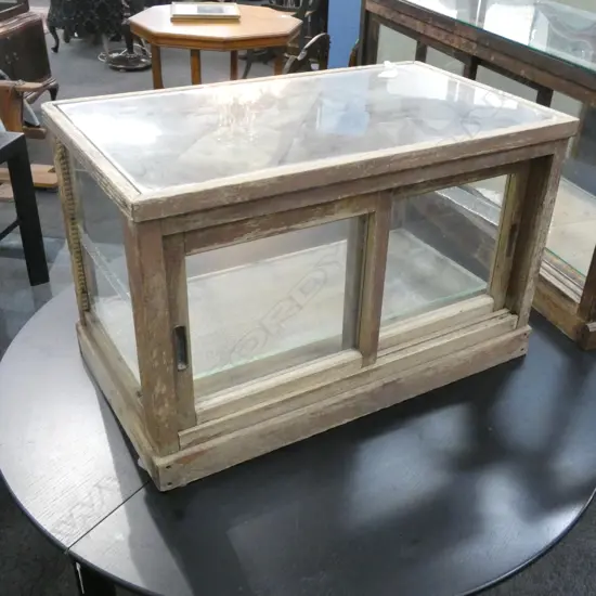 40’S OAK FRAMED GLASS DISPLAY CASE W610 H375 D345mm