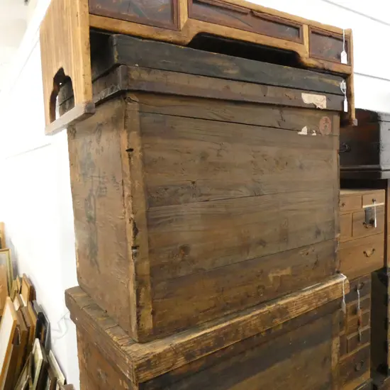 OLD CEDARWOOD METAL LINED TEA BOX W730 D490 H600mm