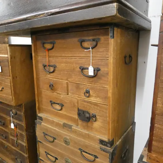 OLD JAPANESE SMALL COLLECTOR'S CHEST 6 DRAWER W KEY