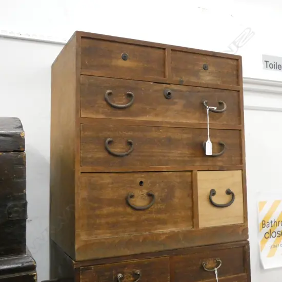 SM VINTAGE JAPANESE KO-DANSU CABINET 6 DRAWERS (1 HAS REPLACEMENT PANEL)  450 X 280 X 480MM