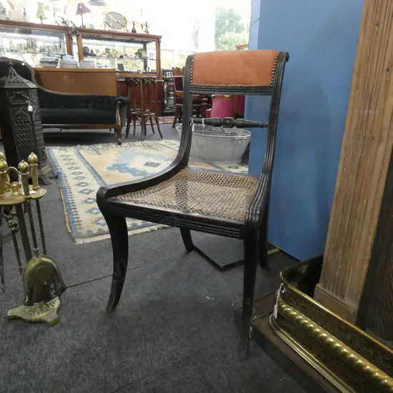 PR OF EBONISED REGENCY SIDE CHAIRS