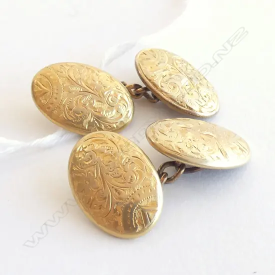 VINTAGE 9CT ENGRAVED CUFF LINKS