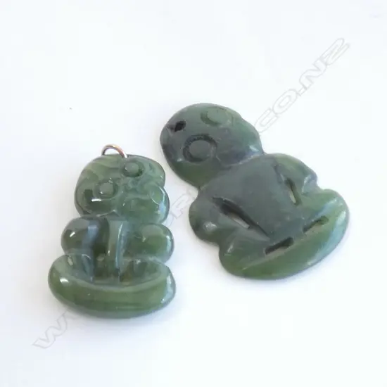 2 VINTAGE SMALL NEPHRITE HEI TIKI