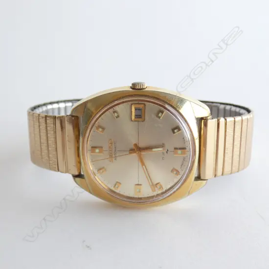 MENS SEIKO AUTOMATIC 17 JEWEL ELASTICATED BAND WATCH - WORKING 