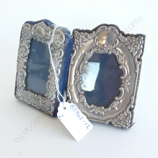 TWO VINTAGE STG SILVER PHOTO FRAMES - ORNATE EMBOSSING 90 X 62MM