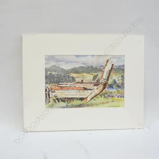 W/CRURAL SCENE, SIGNED D W HODGSON, UNFRAMED