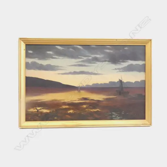 VINTAGE OIL PAINTING, COASTAL SUNSET