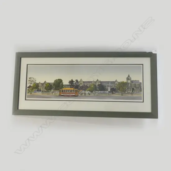 FRAMED PRINT ' THE CHRISTCHURCH ART CENTRE' BY LAWRENCE LEITCH 270 X 880MM