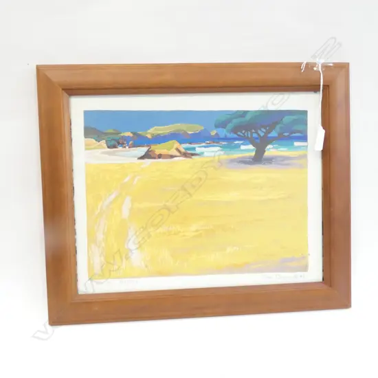 TOM BURNETT, SIGNED PRINT 36/180, COASTAL SCENE 340X260MM