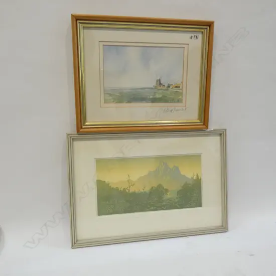 2 WATER COLOUR PRINTS; PATRICK DURRANT & DAVID BLAIR 'KAUERANGA VALLEY' 200 X 110MM