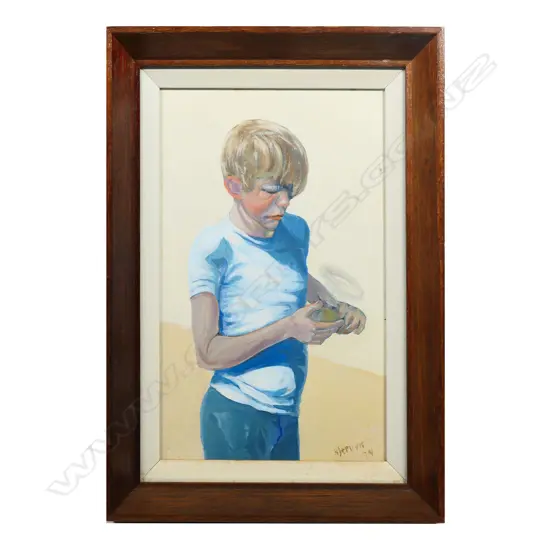 HJ (HUBERT) STRUYK, BOY, ACRYLIC ON BOARD, SIGNED & DATED '74, 240 X 150MM