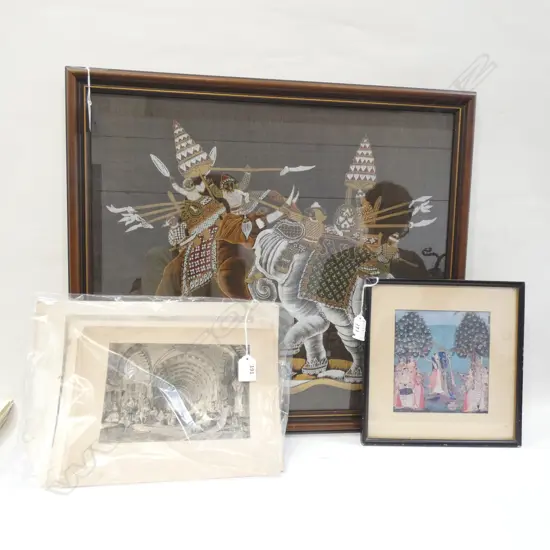 2 INDIAN PRINTS 440x500mm + 4 ANTIQUE LITHOGRAPHS
