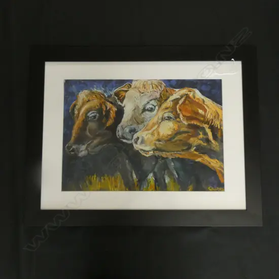 CHRISTINE LLYOD, CONTENTED COWS, PASTEL, SIGNED, 470 X 330mm