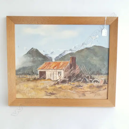 MCKENZIE ACRYLIC 'HUT ON THE COAST STH WESTLAND(FOX)' 1966 