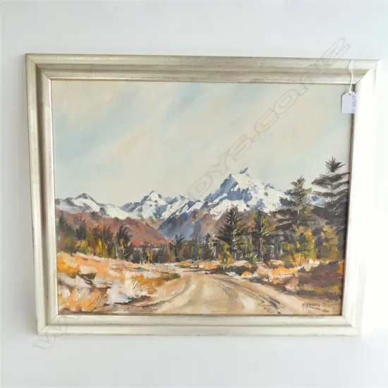 MCKENZIE ACRYLIC 'THE ROAD MT COOK 1966. 400x500mm