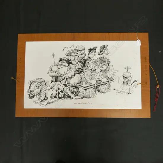 ENGLISH POLITICAL CARTOON PRINT, image 410 x 690mm on Formica