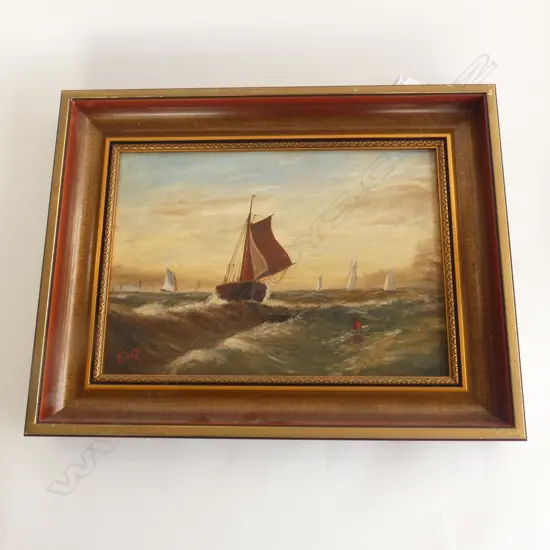 19THC OIL BY F.W.P SAIL BOATS 245X345mm